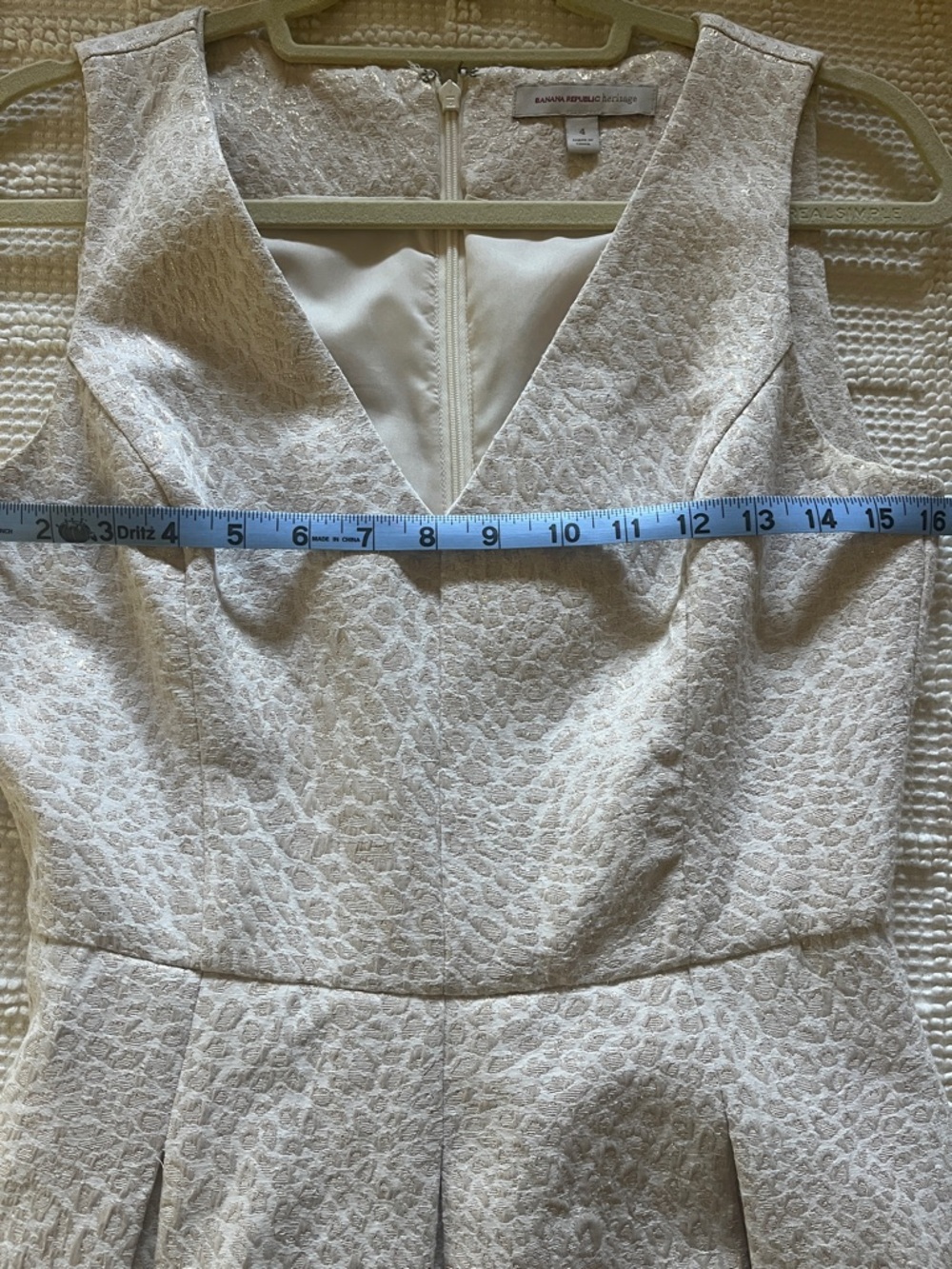 Banana Republic Sleeveless V-Neck Fit & Flare Dress in Light Beige - Picture 8 of 10